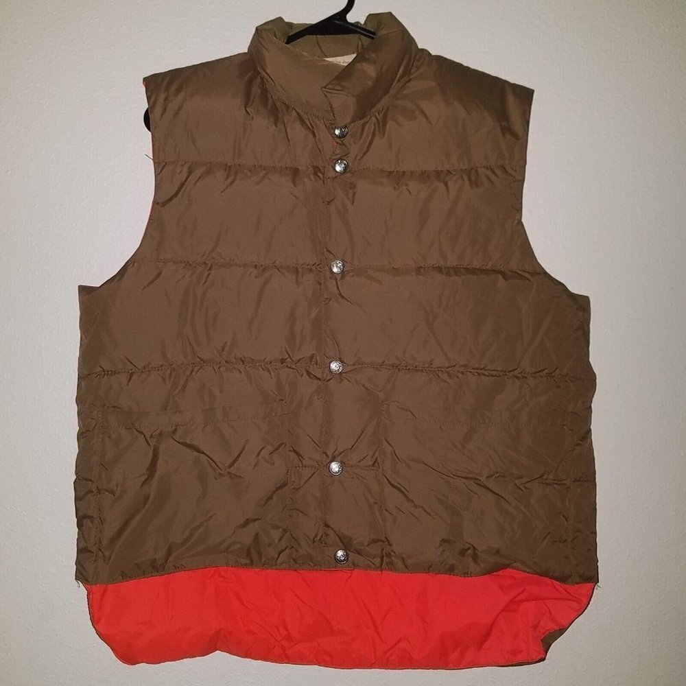 VTG Sundance Products Puffer Vest Snap Goose Down Hunter Reversible Size Medium
